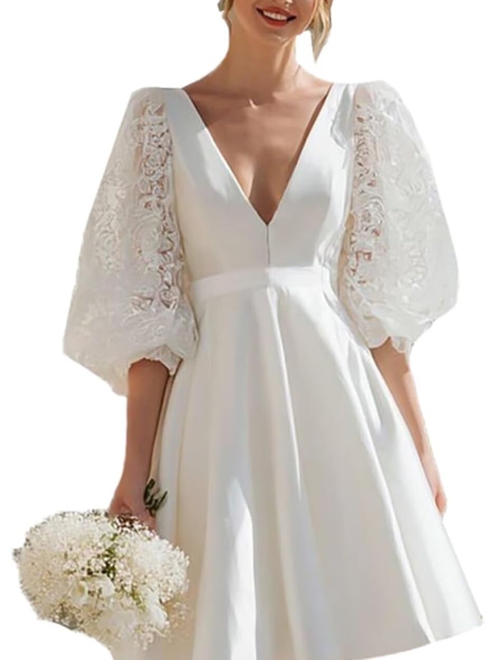 Short Wedding Dress perfect for Beach wedding ,elopement or courthouse  ceremony